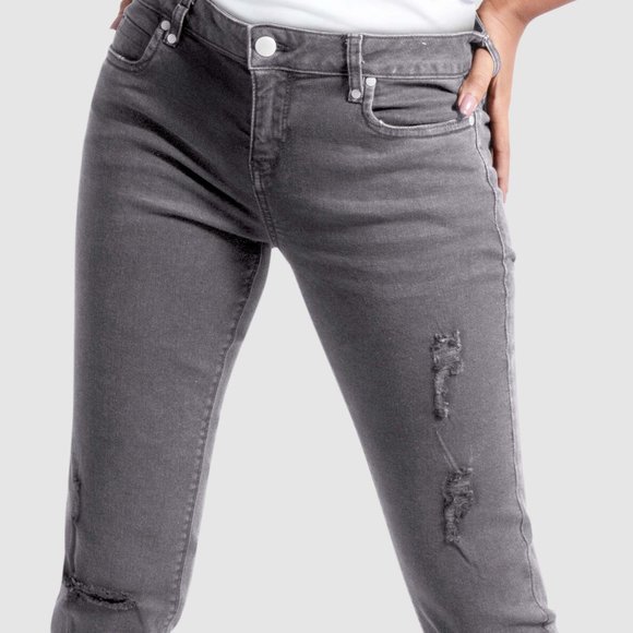 OLGYN Women’s Stretch Gray Denim Pant Skinny Fit - Picture 3 of 5